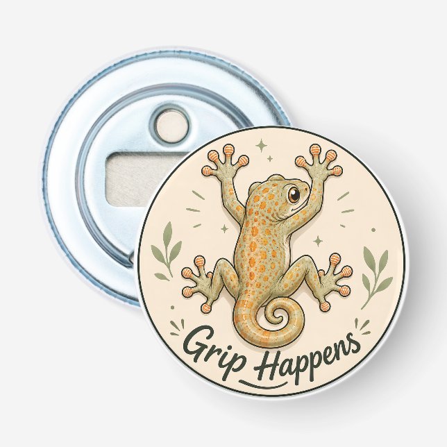 Grip Happens Whimsical Gecko  Bottle Opener (Front)