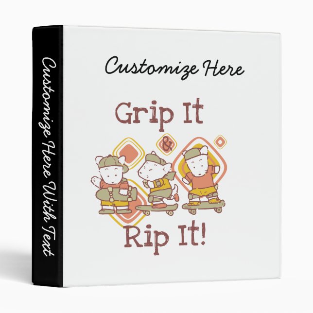 Grip It and Rip It Skateboarding 3 Ring Binder (Front/Spine)