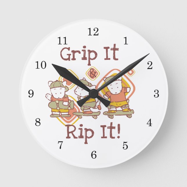 Grip It and Rip It Skateboarding Round Clock (Front)