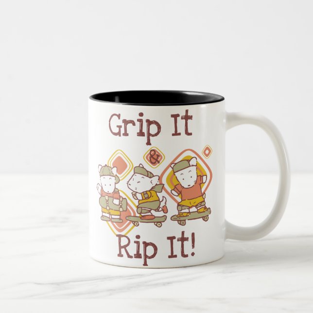 Grip It and Rip It Skateboarding Two-Tone Coffee Mug (Right)