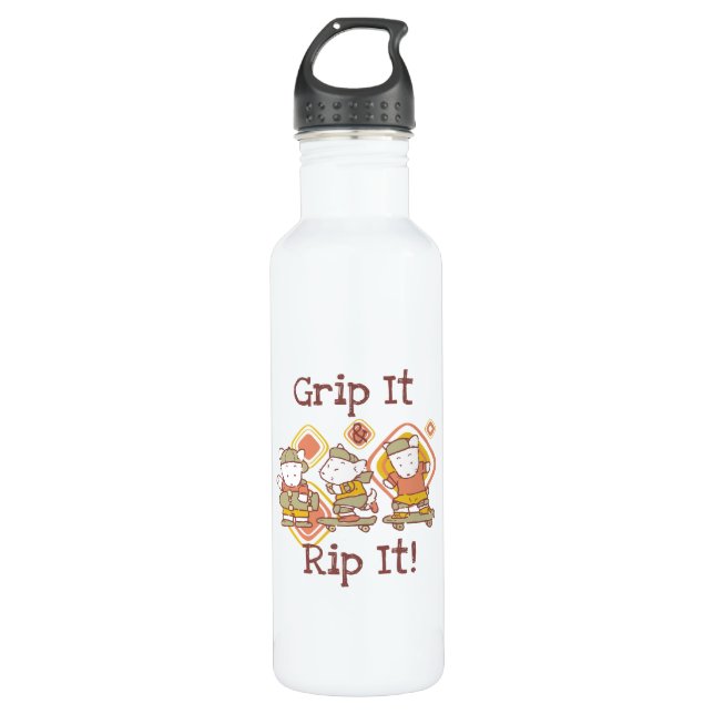 Grip It and Rip It Skateboarding Water Bottle (Front)