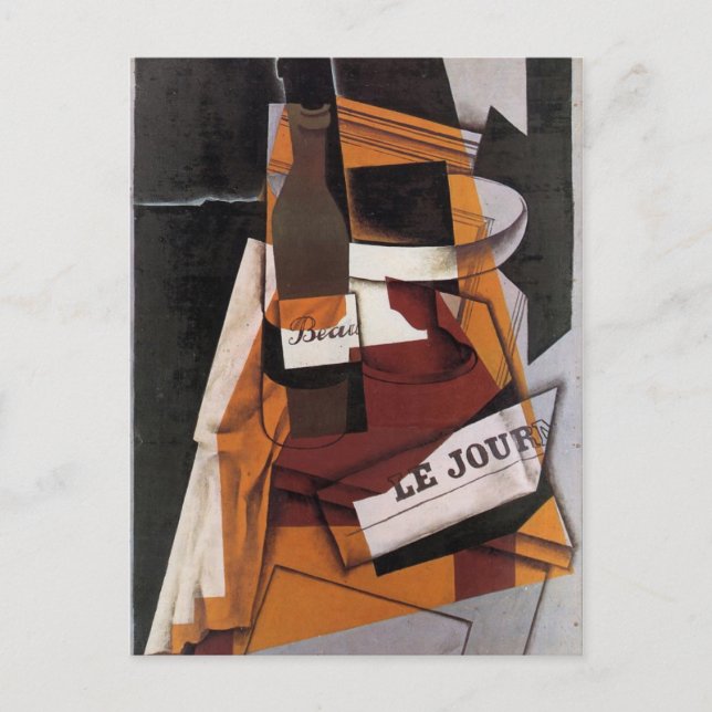 Gris - Bottle, Newspaper and Fruit Bowl Postcard (Front)