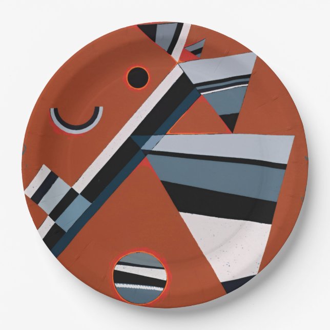 Gris by Kandinsky Abstract Painting Modern Art Paper Plates (Front)