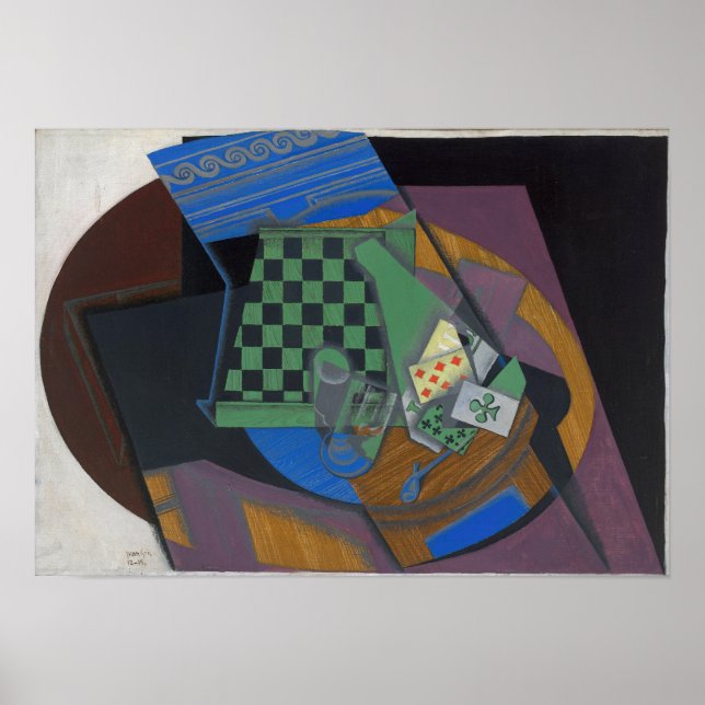 Gris - Checkerboard And Playing Cards Poster (Front)