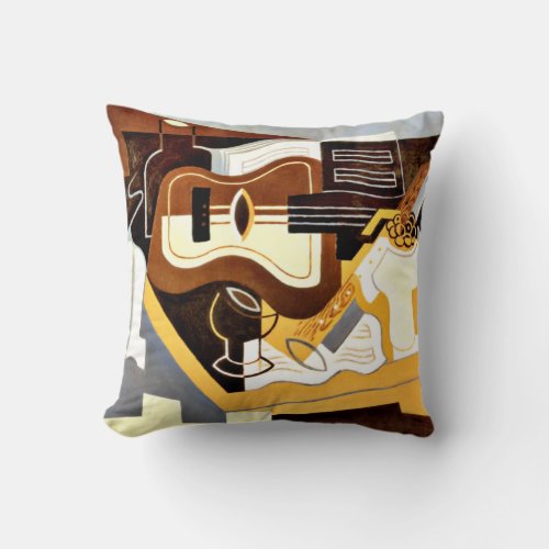 Gris _ Guitar with Clarinet Throw Pillow