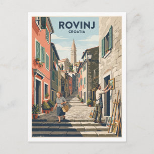 Grisia Street, Rovinj, Istria, Croatia Travel Postcard