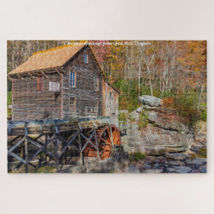 Grist Mill Virginia.Christmas Greetings Jigsaw Puzzle