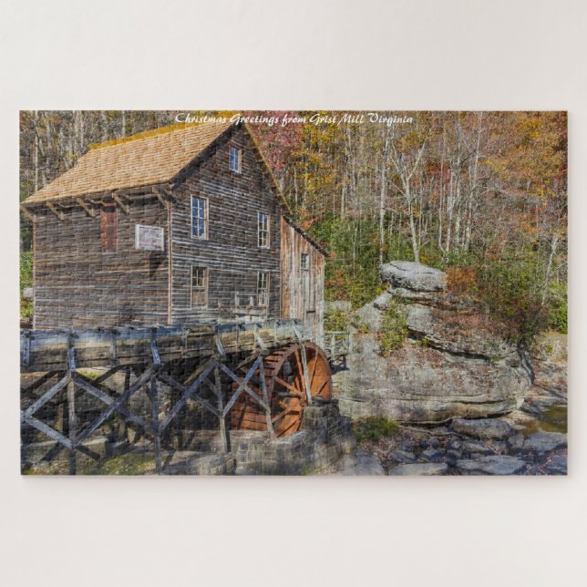 Grist Mill Virginia.Christmas Greetings Jigsaw Puzzle (Horizontal)