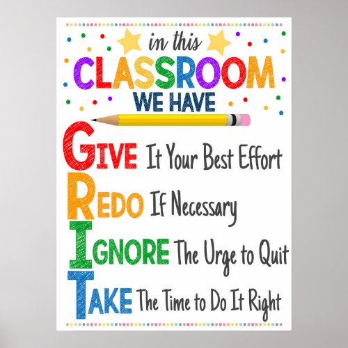 GRIT Acronym Classroom Poster