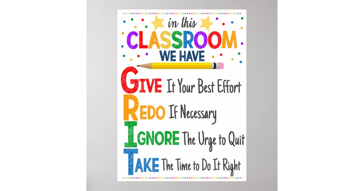 Grit Acronym Classroom Poster 