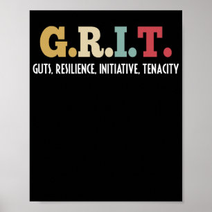 GRIT Guts Resilience Initiative Tenacity Positive Poster