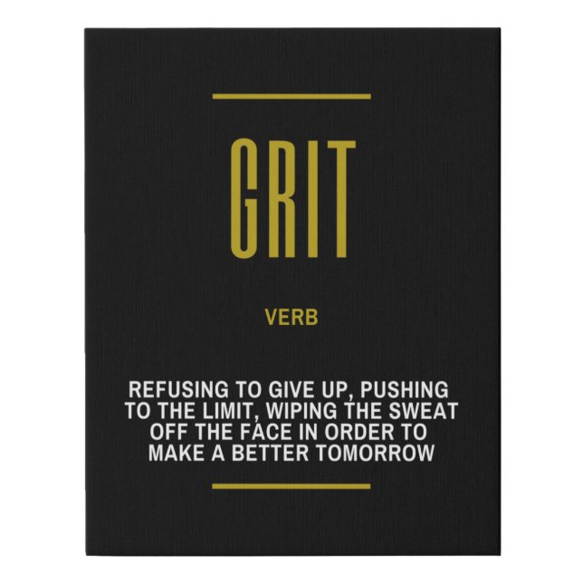 Grit Inspirational Quote On Success Faux Canvas Print (Front)