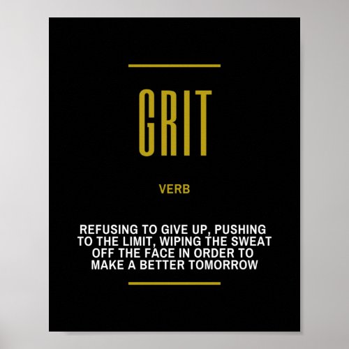 Grit Inspirational Quote On Success Poster