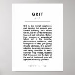 GRIT Poster - A Manifesto for Resilient Living<br><div class="desc">A personal manifesto is a declaration of the values and principles by which you live your life. It’s a little like a compass, keeping you focused and on track, even when the pressure is on. Each poster in the collection features a word or phrase that represents a stepping-stone on the...</div>