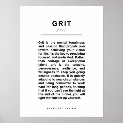 GRIT Uplifting Encouragement Poster