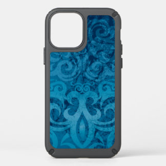 Gritty Blue Swirling Damask Pattern Speck iPhone 12 Case