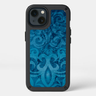 Gritty Blue Swirling Damask Pattern Speck iPhone 13 Case