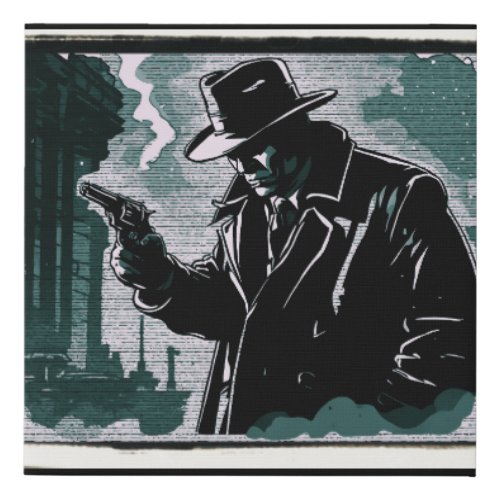 Gritty City Urban Detective 1940s Vintage Style Faux Canvas Print