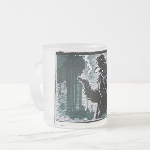 Gritty City Urban Detective 1940s Vintage Style Frosted Glass Coffee Mug