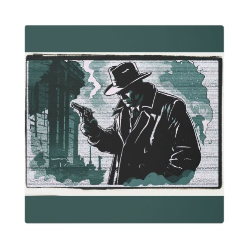 Gritty City Urban Detective 1940s Vintage Style Metal Print