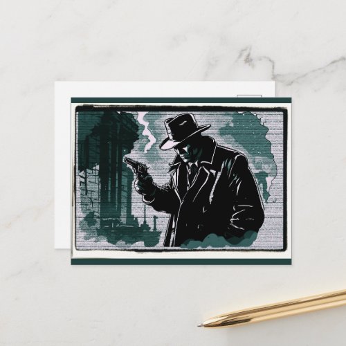 Gritty City Urban Detective 1940s Vintage Style Postcard