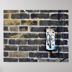 Gritty City Wall With Electric Box and Wires Poster