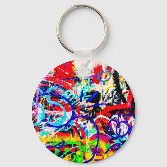 Gritty Crazy Graffiti Keychain (Front)