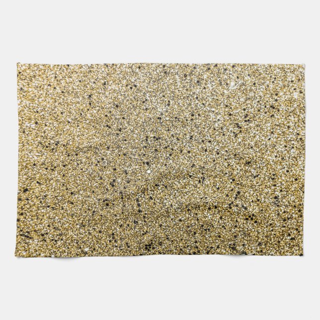 Gritty Gold Glitter Sparkle Kitchen Towel (Horizontal)