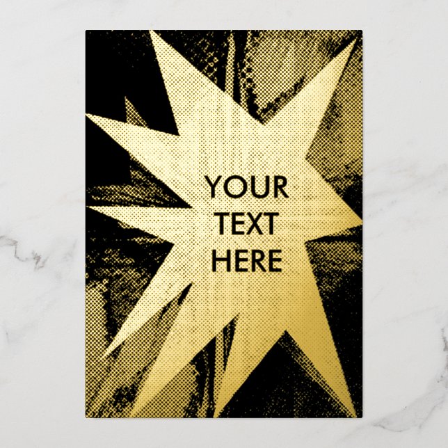 Gritty Golden Grunge Burst Exclusive  Foil Invitation (Front)