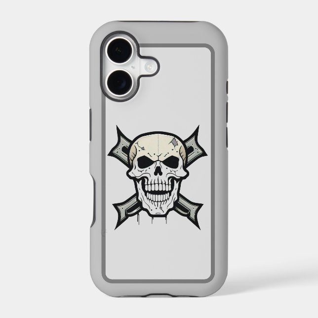 "Gritty Graphics: Bold Skull Design" Iphone Case (Back)