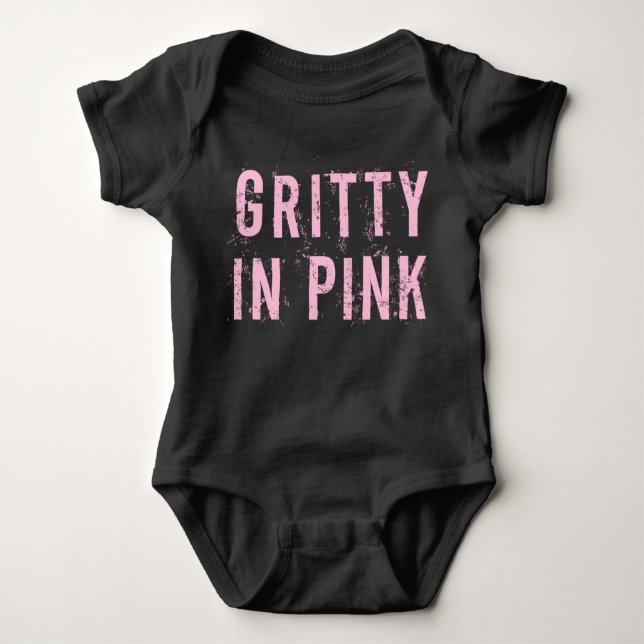Gritty In Pink - Baby Jersey Bodysuit (Black) (Front)