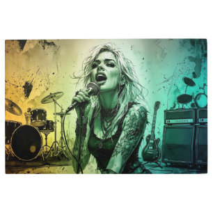Gritty Rock Singer Female Vocalist Grunge Metal Print