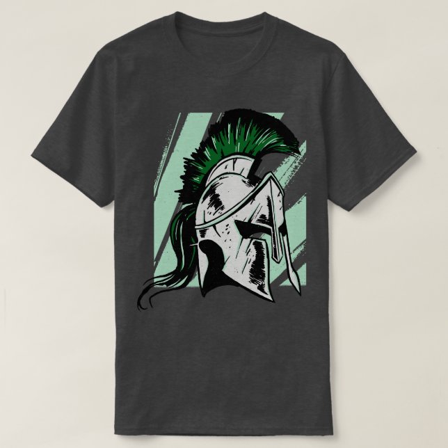 Gritty Spartan Helment Illustration T-Shirt (Design Front)