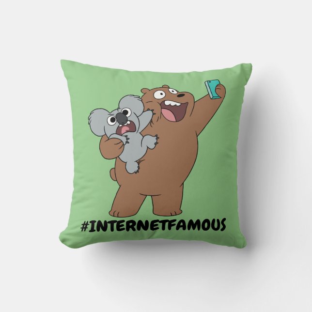 Grizz & Nom Nom - #InternetFamous Throw Pillow (Front)