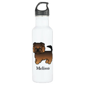 Grizzle Norfolk Terrier Cartoon Dog &amp; Name Stainless Steel Water Bottle