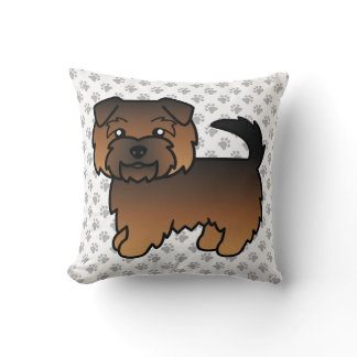 Grizzle Norfolk Terrier Cartoon Dog &amp; Paws Throw Pillow
