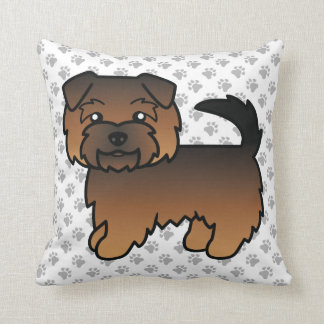 Grizzle Norfolk Terrier Cartoon Dog &amp; Paws Throw Pillow