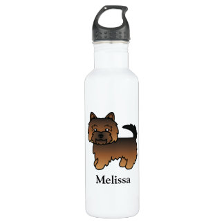 Grizzle Norwich Terrier Cartoon Dog &amp; Name Stainless Steel Water Bottle