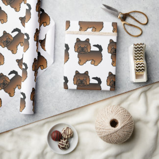 Grizzle Norwich Terrier Cartoon Dog Pattern Wrapping Paper