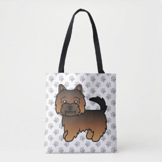 Grizzle Norwich Terrier Cartoon Dog &amp; Paws Tote Bag