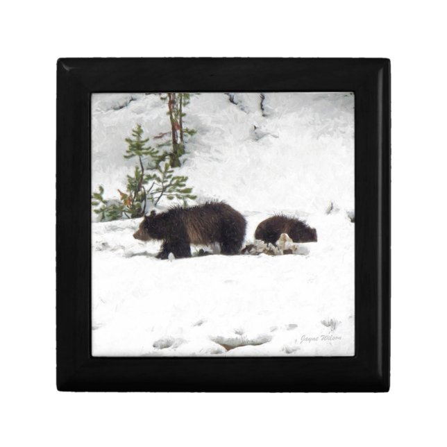Grizzlies in the Snow Jewelry Box (Front)