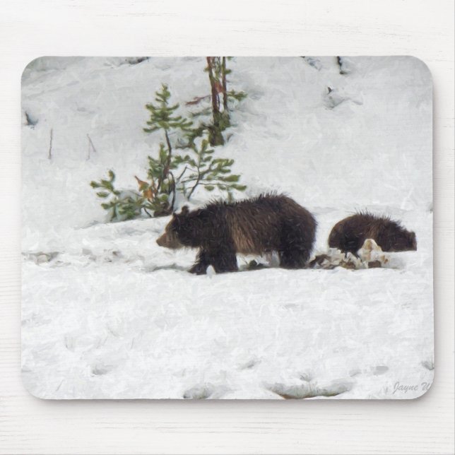 Grizzlies in the Snow Mouse Pad (Front)