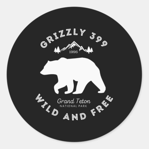 Grizzly 399 Wild Free Grand Teton National Park Classic Round Sticker