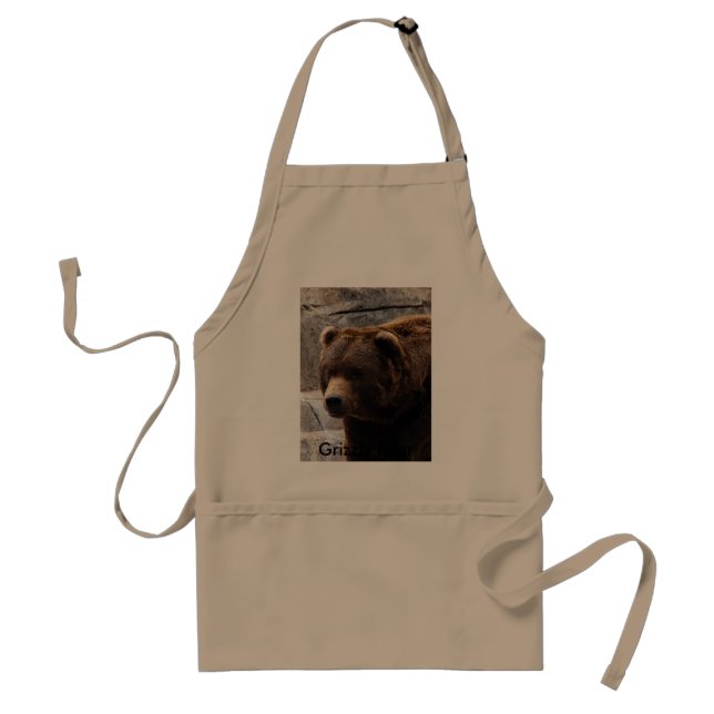 Grizzly Bear-011, Grizzly Bear Adult Apron (Front)