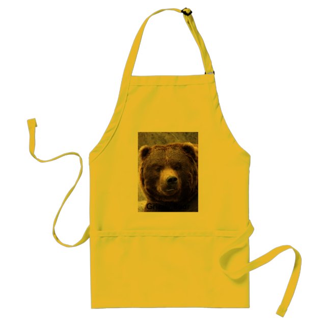Grizzly Bear-017, Grizzly Bear Adult Apron (Front)