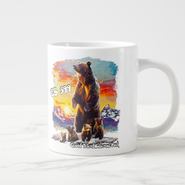Grizzly Bear 399 4 Cubs Grand Teton National Park Giant Coffee Mug (Right)