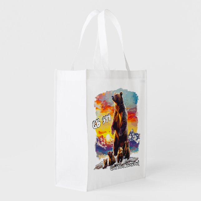 Grizzly Bear 399 4 Cubs Grand Teton National Park Grocery Bag (Back Side)