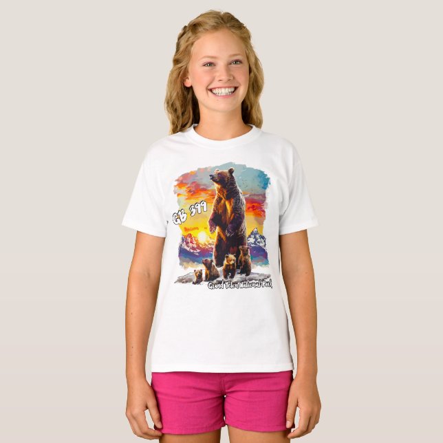 Grizzly Bear 399 4 Cubs Grand Teton National Park T-Shirt (Front Full)