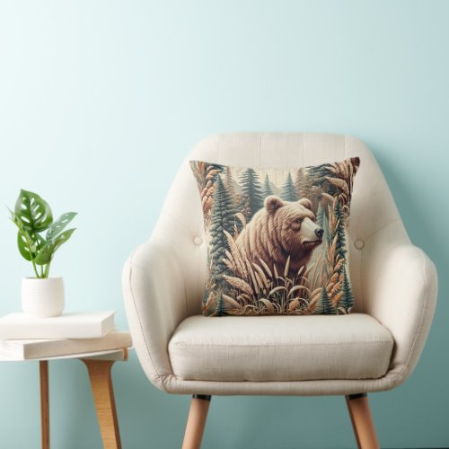 Grizzly Bear 3 Throw Pillow