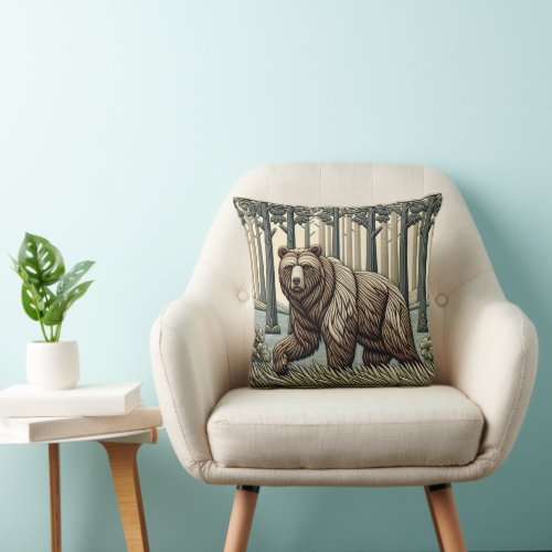 Grizzly Bear 4 Throw Pillow